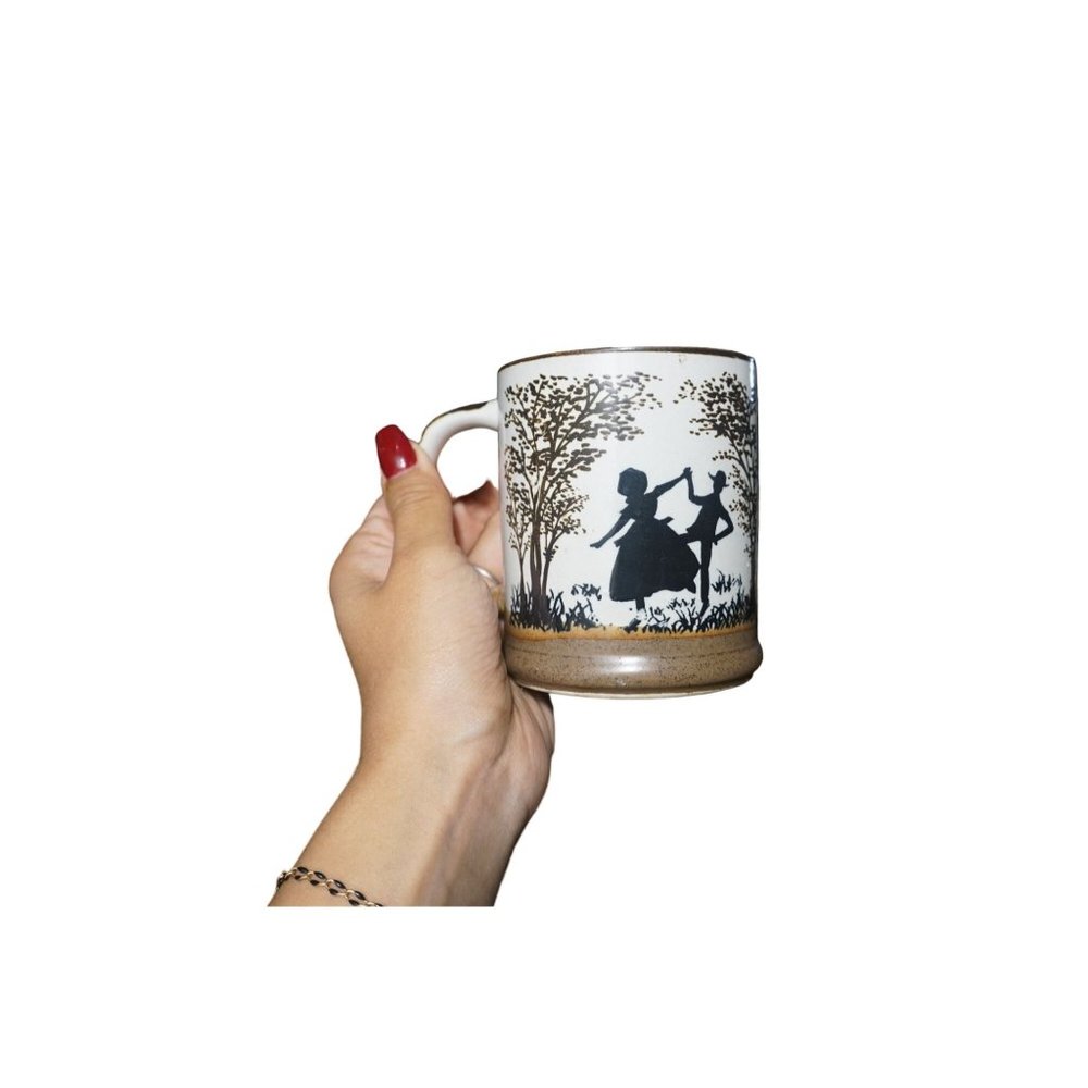 Vintage Japanese Otagiri Mug | Silhouette of Dancing Couple - 4" Tall Excellent